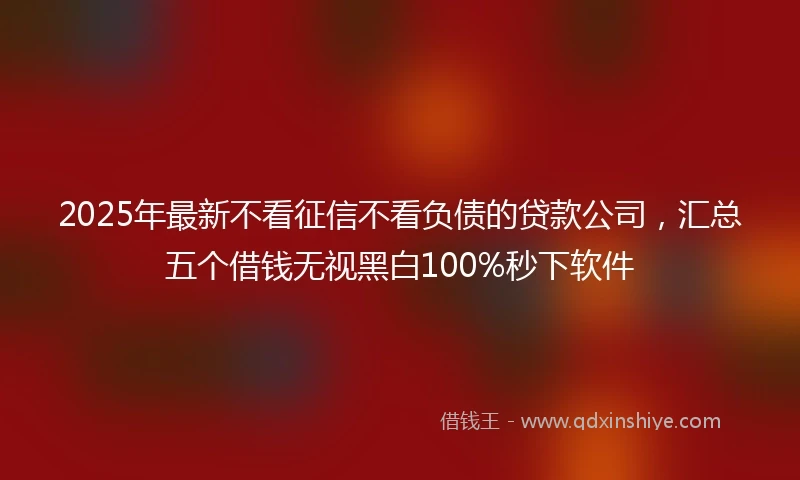 2025年最新不看征信不看负债的贷款公司，汇总五个借钱无视黑白100%秒下软件