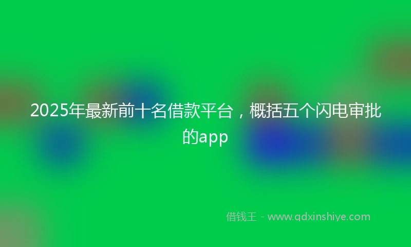 2025年最新前十名借款平台，概括五个闪电审批的app