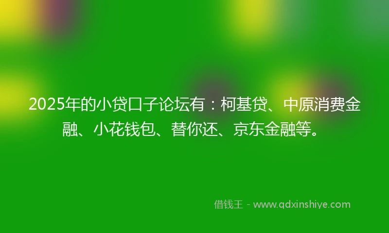 2025年的小贷口子论坛有：柯基贷、中原消费金融、小花钱包、替你还、京东金融等。