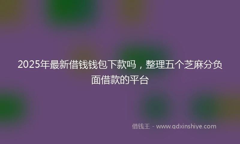 2025年最新借钱钱包下款吗，整理五个芝麻分负面借款的平台