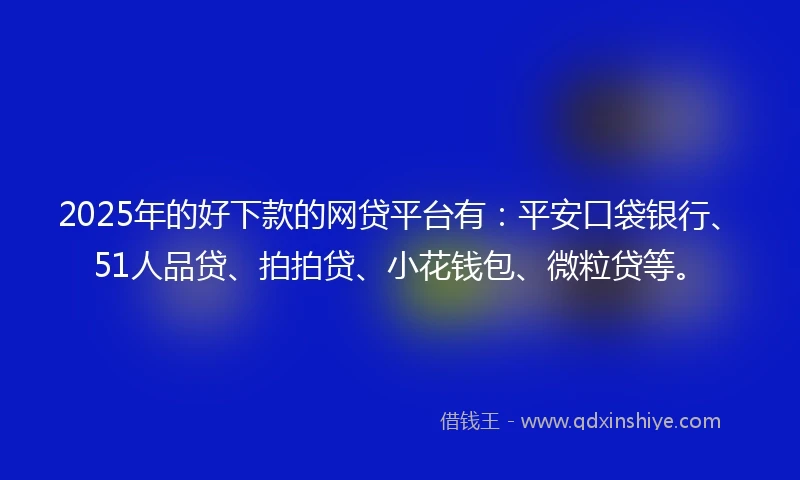 2025年的好下款的网贷平台有：平安口袋银行、51人品贷、拍拍贷、小花钱包、微粒贷等。