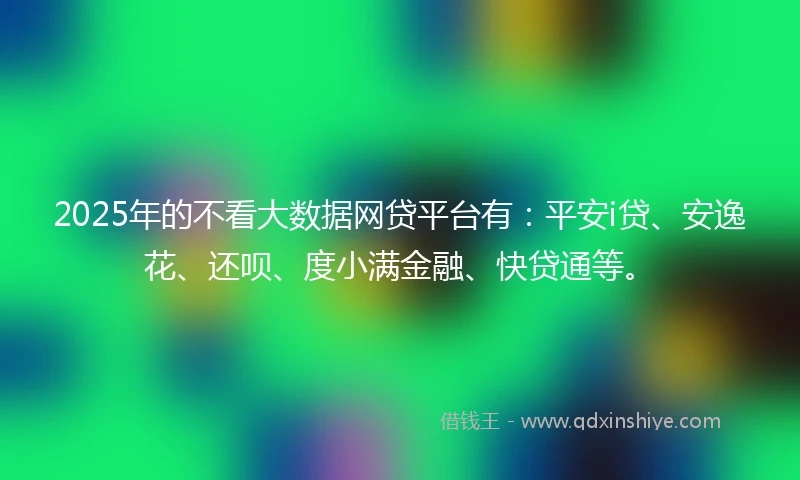 2025年的不看大数据网贷平台有：平安i贷、安逸花、还呗、度小满金融、快贷通等。