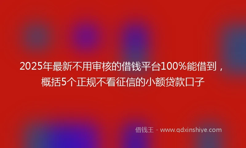 2025年最新不用审核的借钱平台100%能借到，概括5个正规不看征信的小额贷款口子