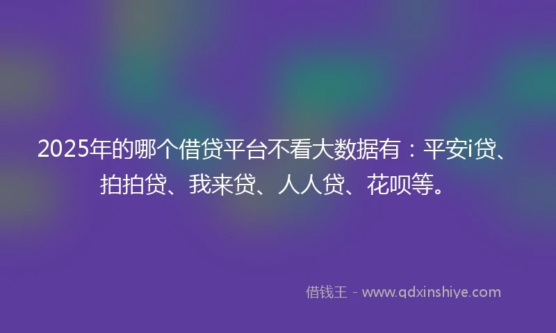 2025年的哪个借贷平台不看大数据有：平安i贷、拍拍贷、我来贷、人人贷、花呗等。