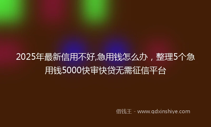 2025年最新信用不好,急用钱怎么办，整理5个急用钱5000快审快贷无需征信平台