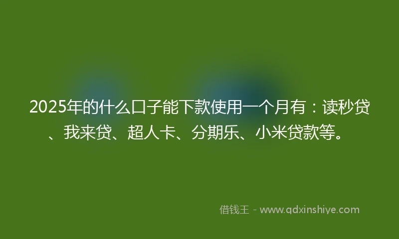 2025年的什么口子能下款使用一个月有：读秒贷、我来贷、超人卡、分期乐、小米贷款等。