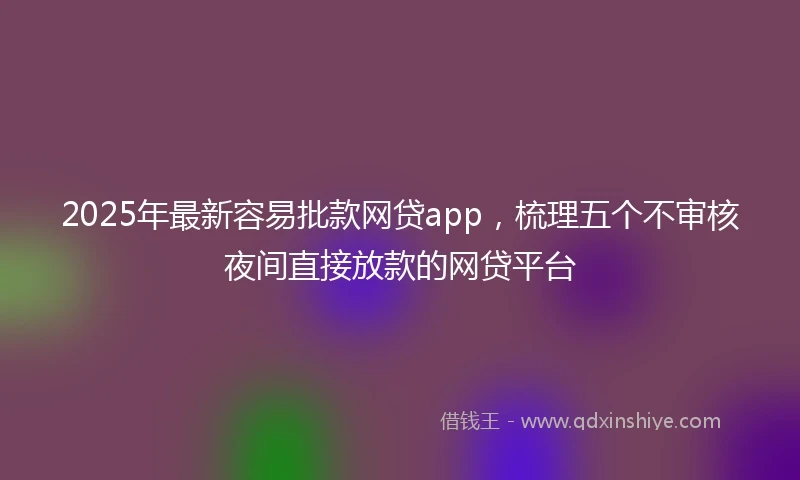 2025年最新容易批款网贷app，梳理五个不审核夜间直接放款的网贷平台