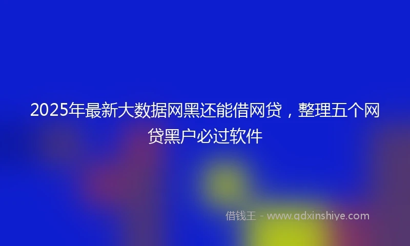 2025年最新大数据网黑还能借网贷，整理五个网贷黑户必过软件