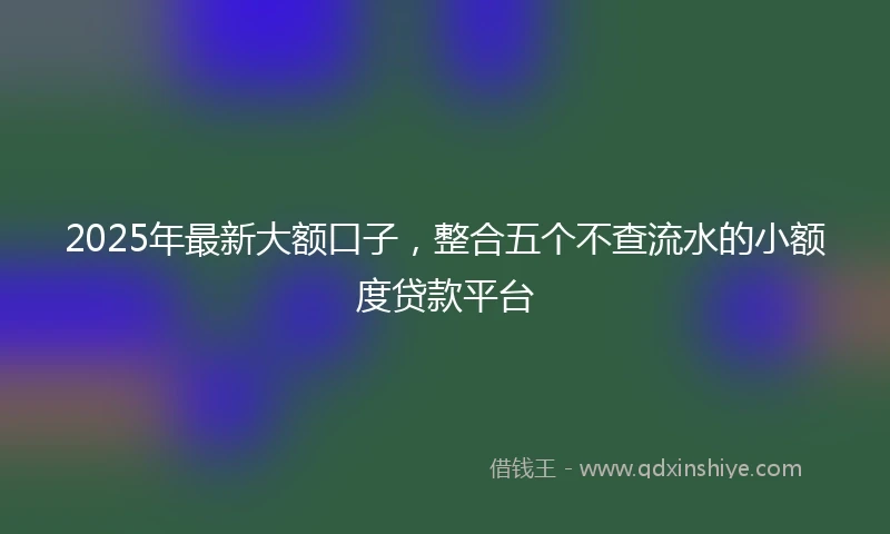 2025年最新大额口子，整合五个不查流水的小额度贷款平台