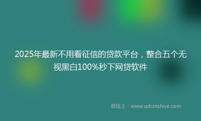 2025年最新不用看征信的贷款平台，整合五个无视黑白100%秒下网贷软件