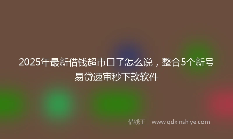 2025年最新借钱超市口子怎么说，整合5个新号易贷速审秒下款软件