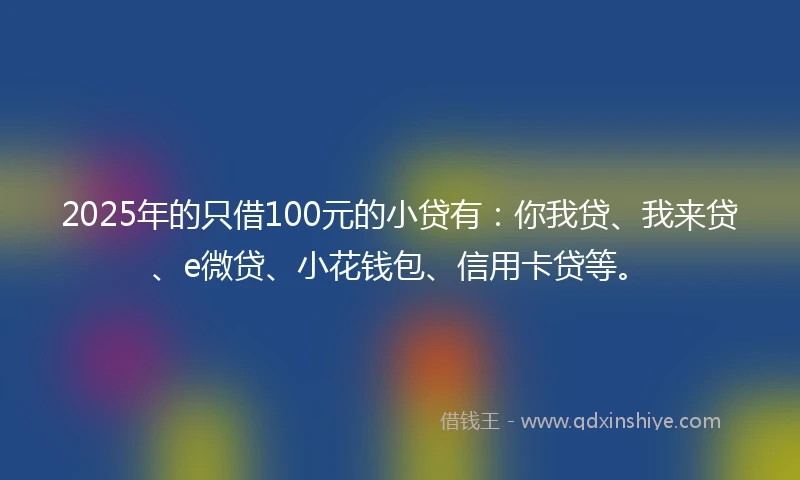 2025年的只借100元的小贷有：你我贷、我来贷、e微贷、小花钱包、信用卡贷等。