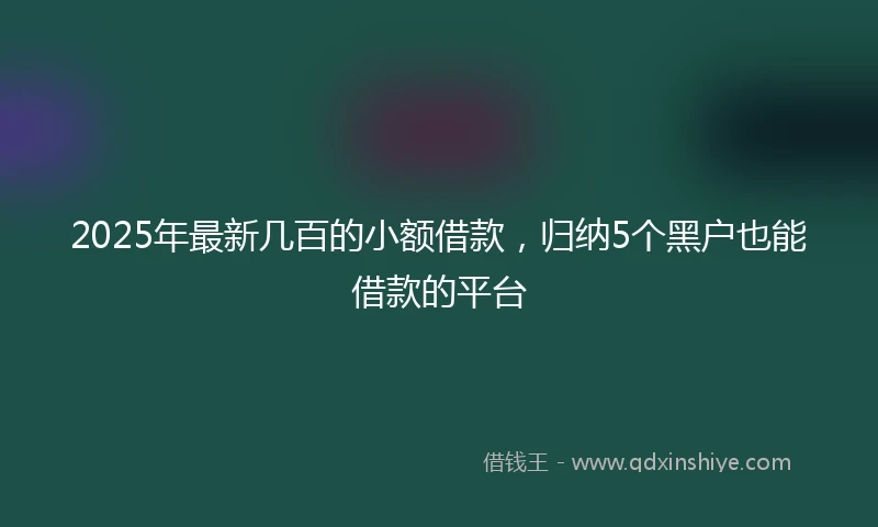 2025年最新几百的小额借款，归纳5个黑户也能借款的平台