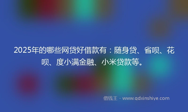 2025年的哪些网贷好借款有：随身贷、省呗、花呗、度小满金融、小米贷款等。