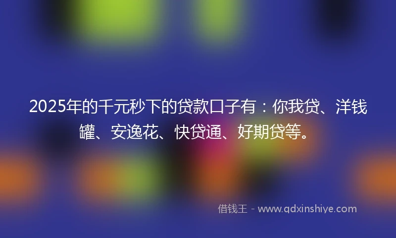 2025年的千元秒下的贷款口子有：你我贷、洋钱罐、安逸花、快贷通、好期贷等。