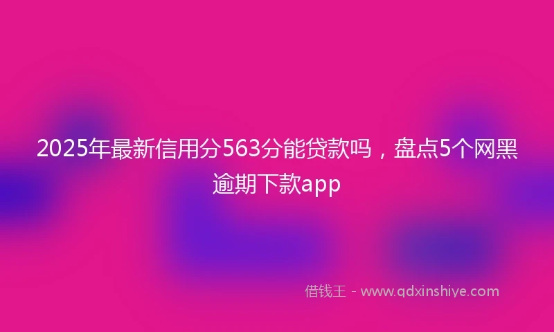 2025年最新信用分563分能贷款吗，盘点5个网黑逾期下款app