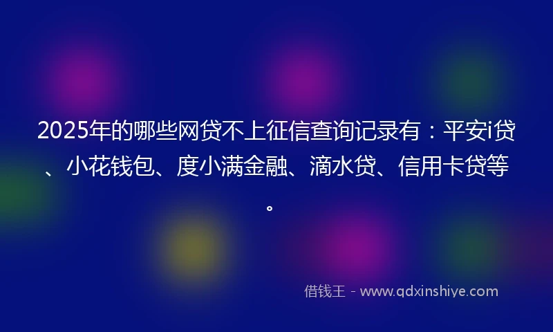 2025年的哪些网贷不上征信查询记录有：平安i贷、小花钱包、度小满金融、滴水贷、信用卡贷等。