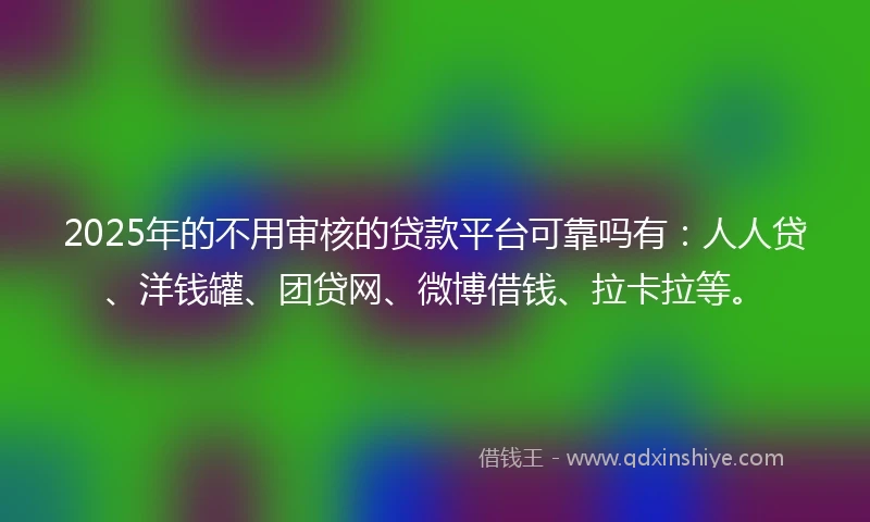 2025年的不用审核的贷款平台可靠吗有：人人贷、洋钱罐、团贷网、微博借钱、拉卡拉等。