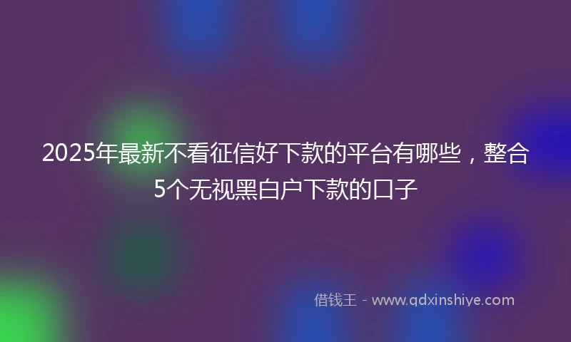 2025年最新不看征信好下款的平台有哪些，整合5个无视黑白户下款的口子