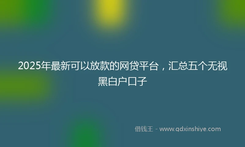 2025年最新可以放款的网贷平台，汇总五个无视黑白户口子