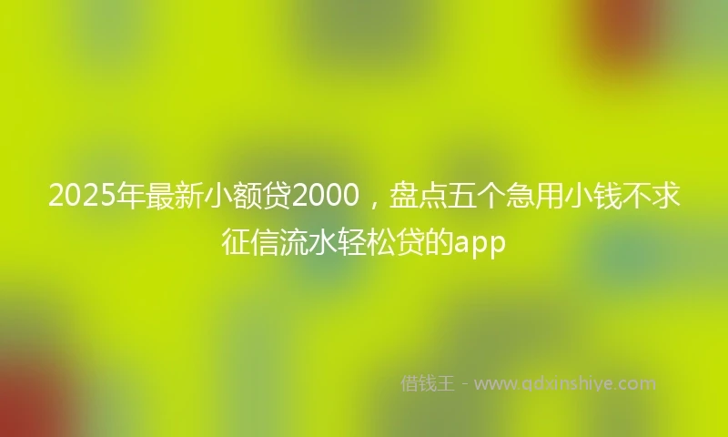 2025年最新小额贷2000，盘点五个急用小钱不求征信流水轻松贷的app