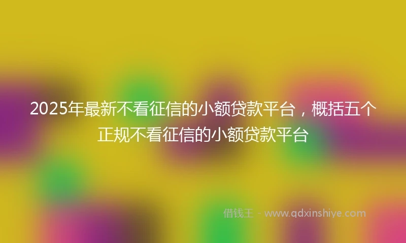 2025年最新不看征信的小额贷款平台，概括五个正规不看征信的小额贷款平台