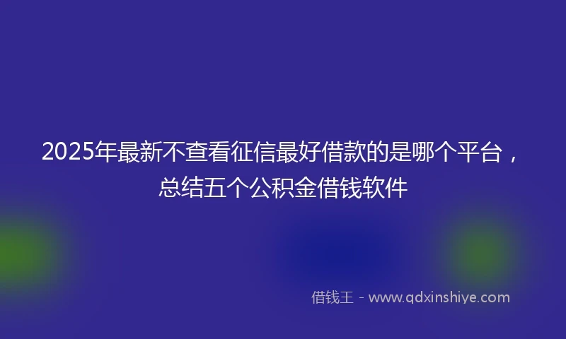2025年最新不查看征信最好借款的是哪个平台，总结五个公积金借钱软件