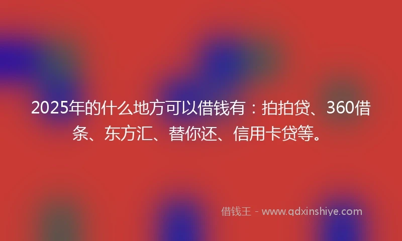 2025年的什么地方可以借钱有：拍拍贷、360借条、东方汇、替你还、信用卡贷等。