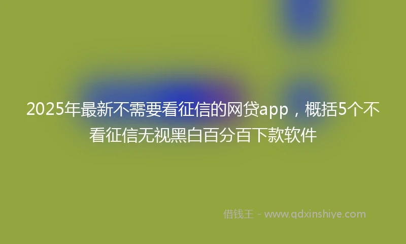 2025年最新不需要看征信的网贷app，概括5个不看征信无视黑白百分百下款软件