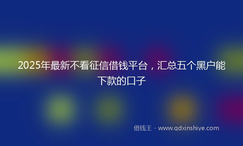 2025年最新不看征信借钱平台，汇总五个黑户能下款的口子
