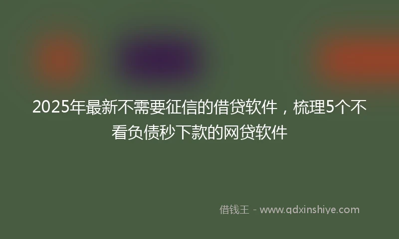 2025年最新不需要征信的借贷软件，梳理5个不看负债秒下款的网贷软件