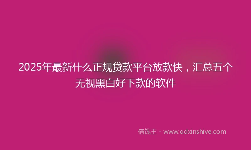 2025年最新什么正规贷款平台放款快，汇总五个无视黑白好下款的软件