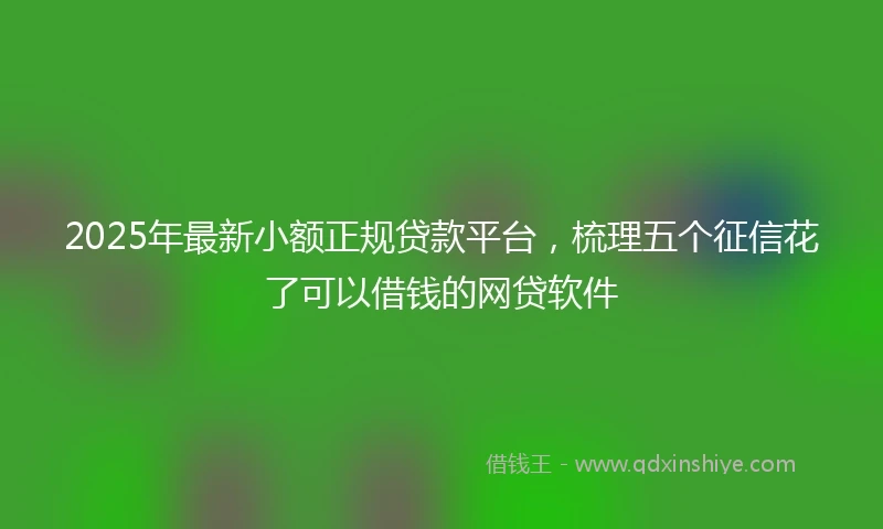 2025年最新小额正规贷款平台，梳理五个征信花了可以借钱的网贷软件