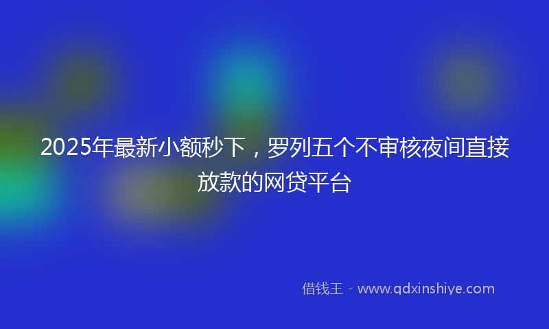 2025年最新小额秒下，罗列五个不审核夜间直接放款的网贷平台
