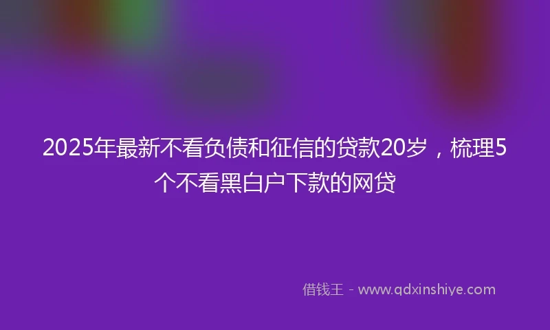 2025年最新不看负债和征信的贷款20岁，梳理5个不看黑白户下款的网贷