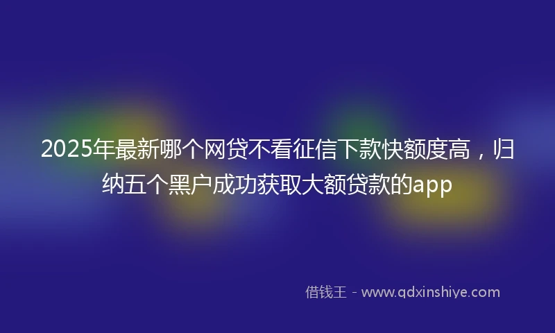 2025年最新哪个网贷不看征信下款快额度高，归纳五个黑户成功获取大额贷款的app