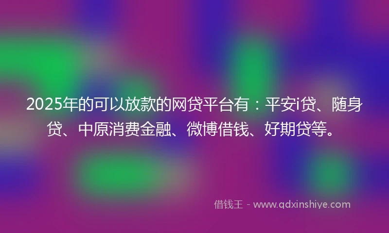 2025年的可以放款的网贷平台有：平安i贷、随身贷、中原消费金融、微博借钱、好期贷等。