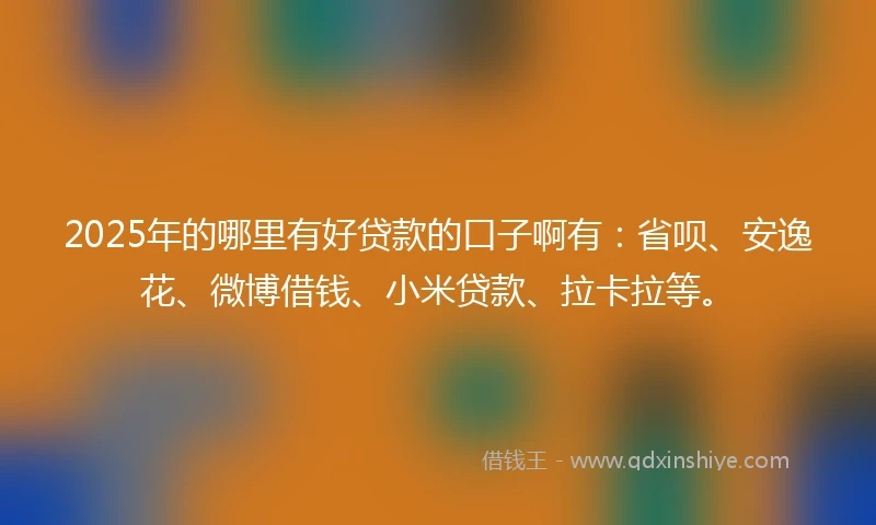 2025年的哪里有好贷款的口子啊有：省呗、安逸花、微博借钱、小米贷款、拉卡拉等。