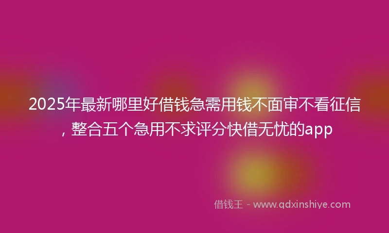 2025年最新哪里好借钱急需用钱不面审不看征信，整合五个急用不求评分快借无忧的app