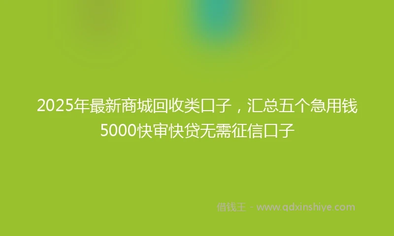 2025年最新商城回收类口子，汇总五个急用钱5000快审快贷无需征信口子