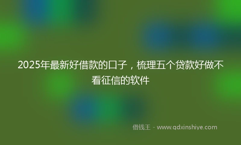 2025年最新好借款的口子，梳理五个贷款好做不看征信的软件