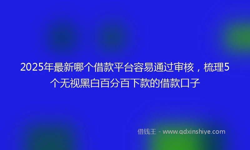 2025年最新哪个借款平台容易通过审核，梳理5个无视黑白百分百下款的借款口子