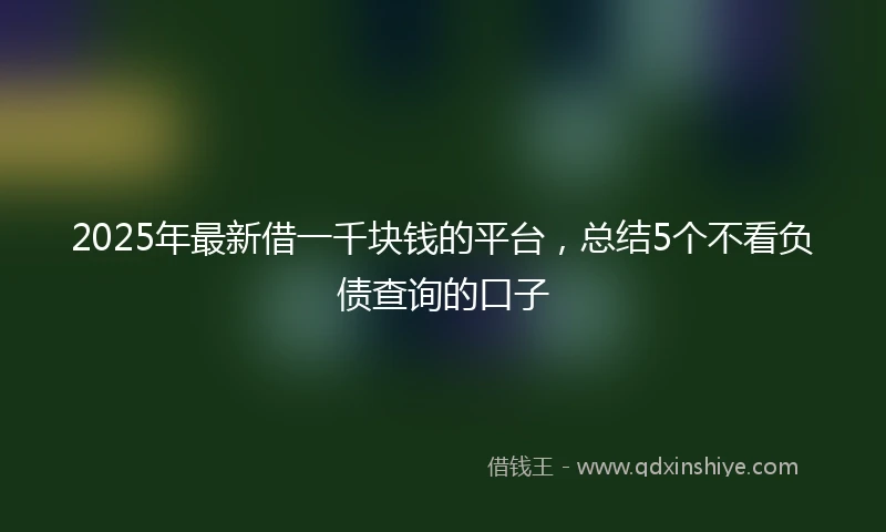 2025年最新借一千块钱的平台，总结5个不看负债查询的口子