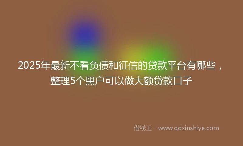 2025年最新不看负债和征信的贷款平台有哪些，整理5个黑户可以做大额贷款口子
