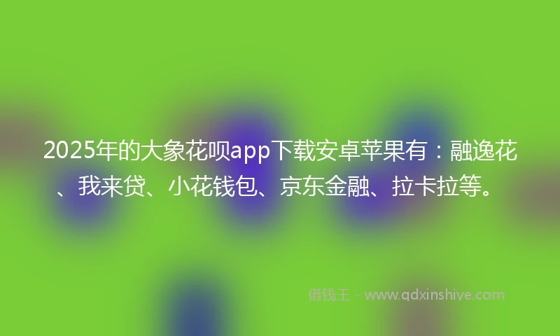 2025年的大象花呗app下载安卓苹果有：融逸花、我来贷、小花钱包、京东金融、拉卡拉等。
