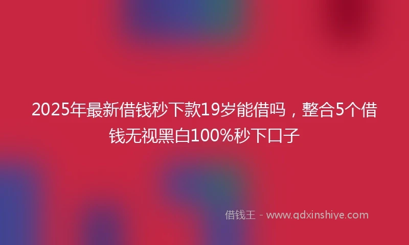 2025年最新借钱秒下款19岁能借吗，整合5个借钱无视黑白100%秒下口子