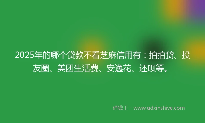 2025年的哪个贷款不看芝麻信用有：拍拍贷、投友圈、美团生活费、安逸花、还呗等。