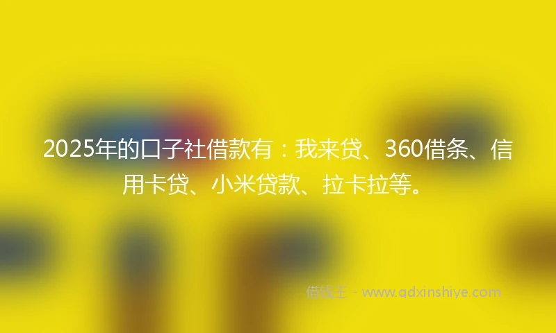 2025年的口子社借款有：我来贷、360借条、信用卡贷、小米贷款、拉卡拉等。