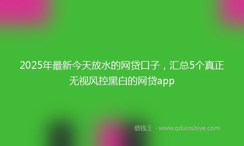 2025年最新今天放水的网贷口子，汇总5个真正无视风控黑白的网贷app