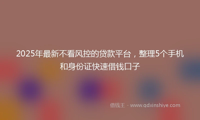 2025年最新不看风控的贷款平台，整理5个手机和身份证快速借钱口子